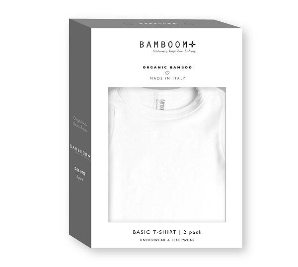 Bamboom Maglietta Basic Maniche Corte - White - 2 pc-